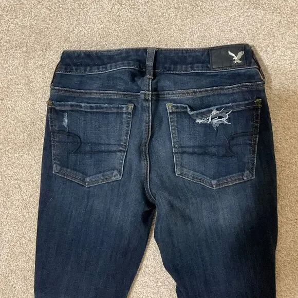 AE distressed, skinny jeans, size 2 dark wash, high-rise stretch denim - Picture 6 of 6